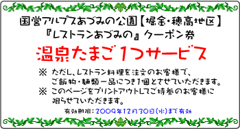 クーポン券　温泉たまご1つサービス